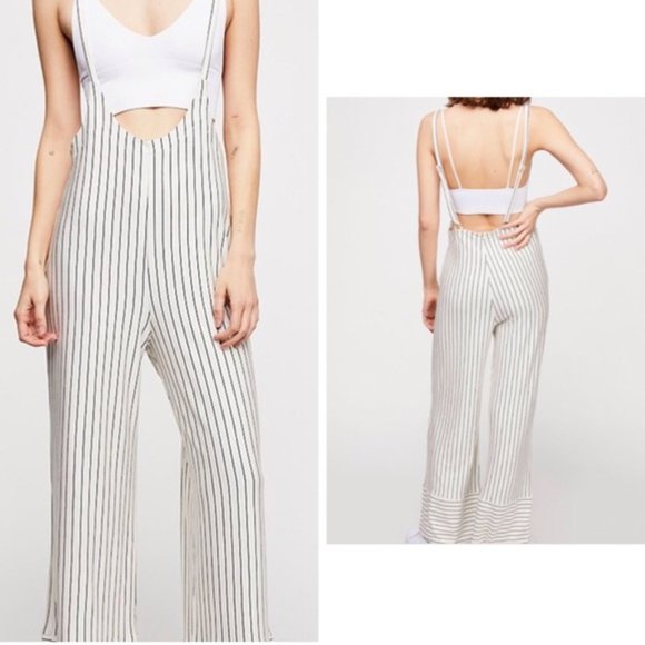 Free People Pants - NWT Free People Beach Surf City Pinstripe Jumpsuit